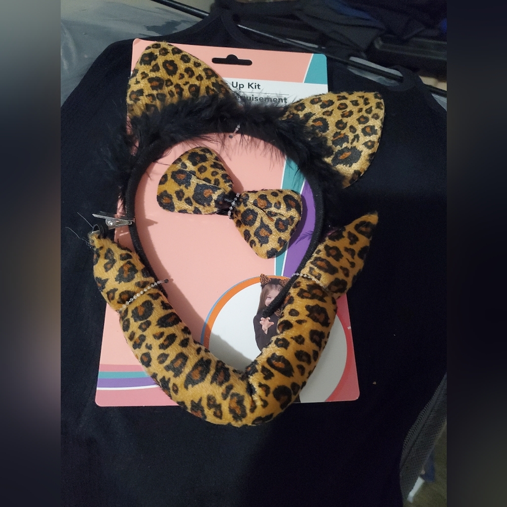 Leopard Print Cat Ears and Tail Set NWT